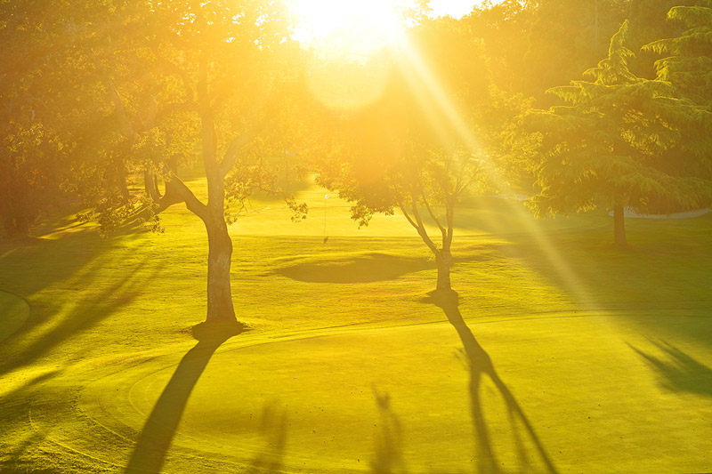 9th and 12th holes in sunset